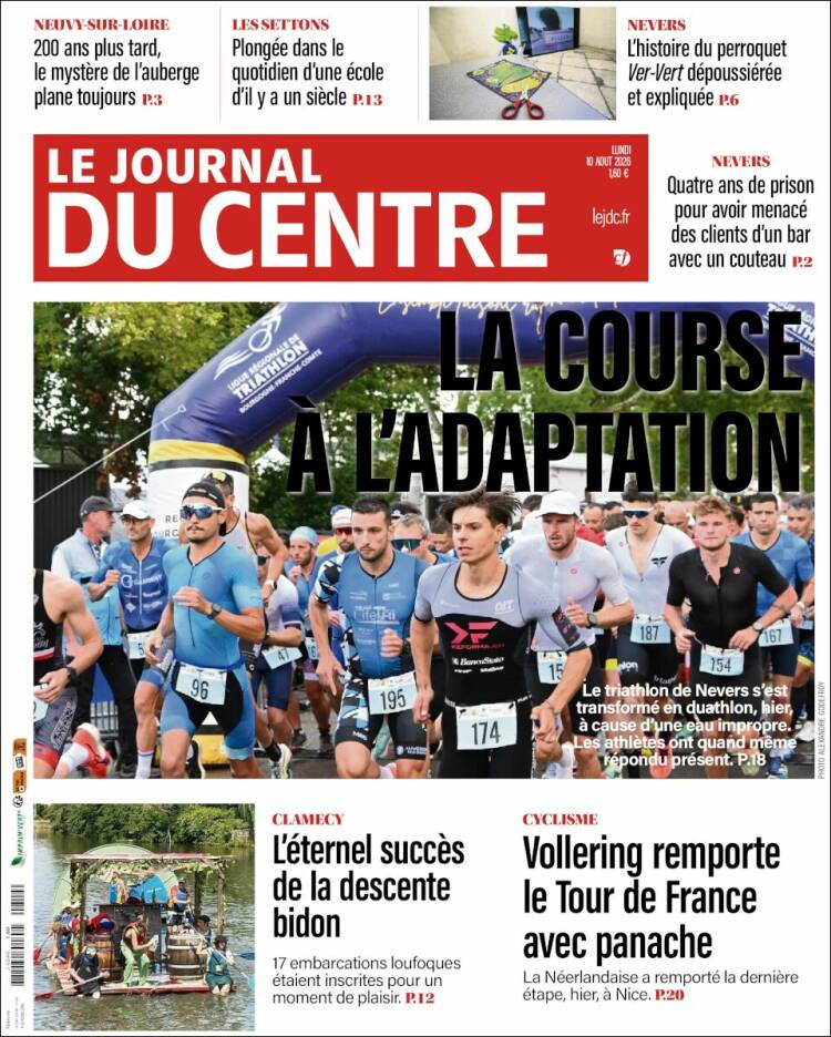 Portada de Le Journal du Centre (Francia)