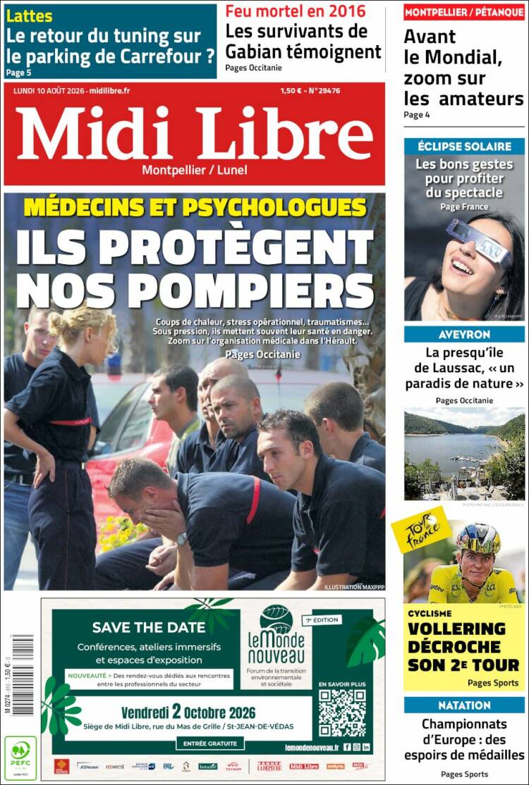 Portada de Midi Libre (Francia)