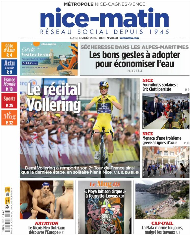 Portada de Nice-Matin (Francia)