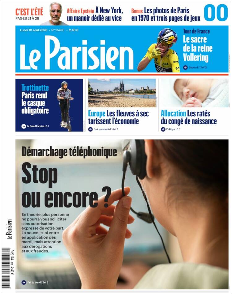 Portada de Le Parisien (Francia)