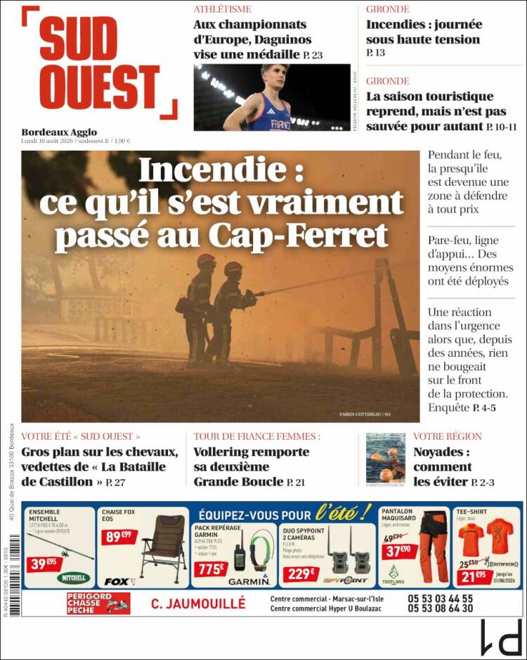 Portada de Sud Ouest (Francia)