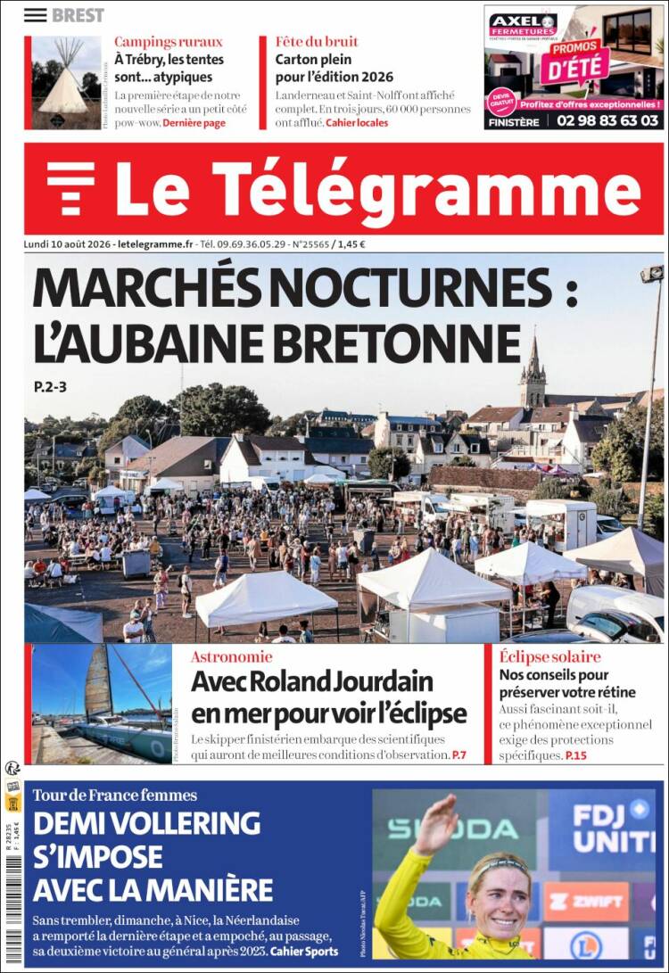Portada de Télégramme (Francia)
