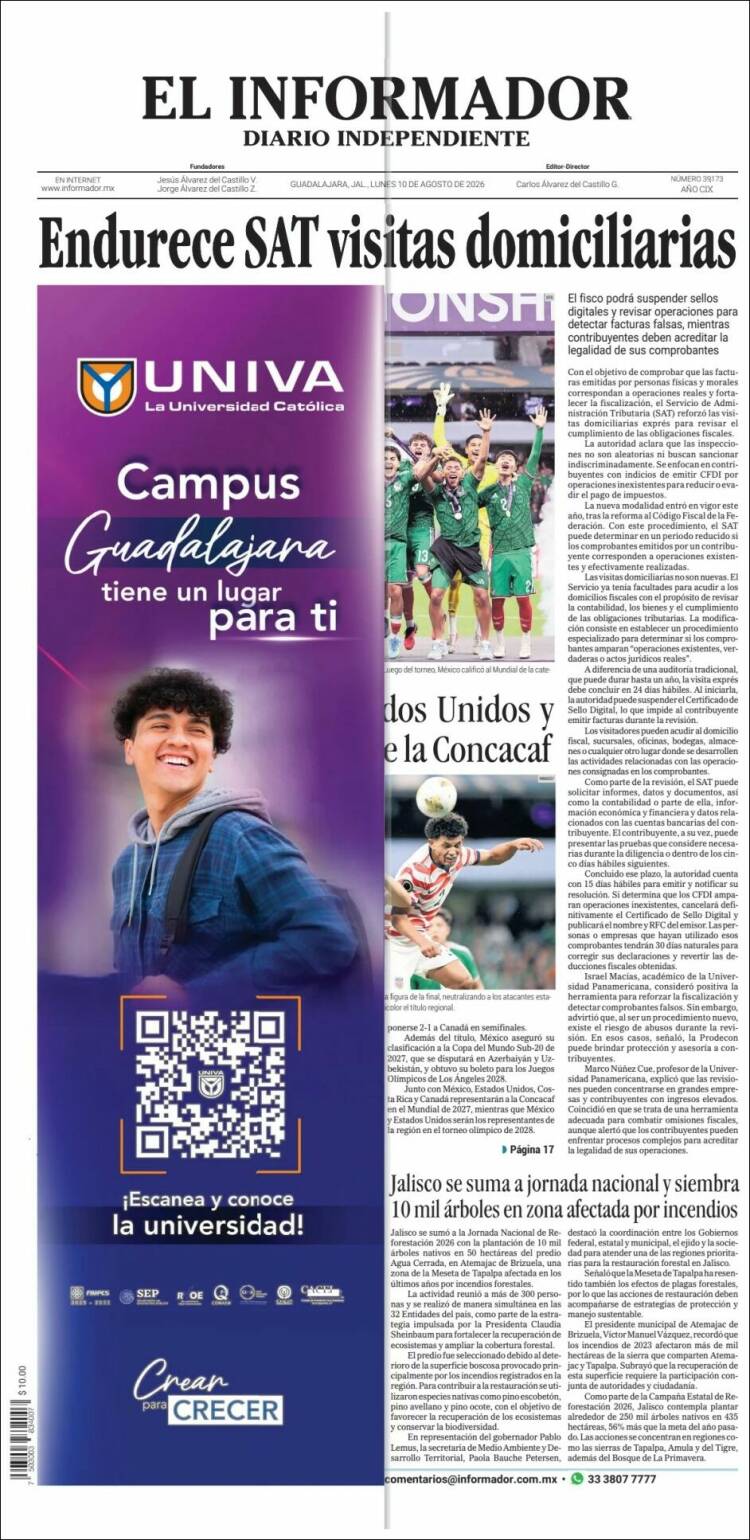 Portada de El Informador (M&eacute;xico)