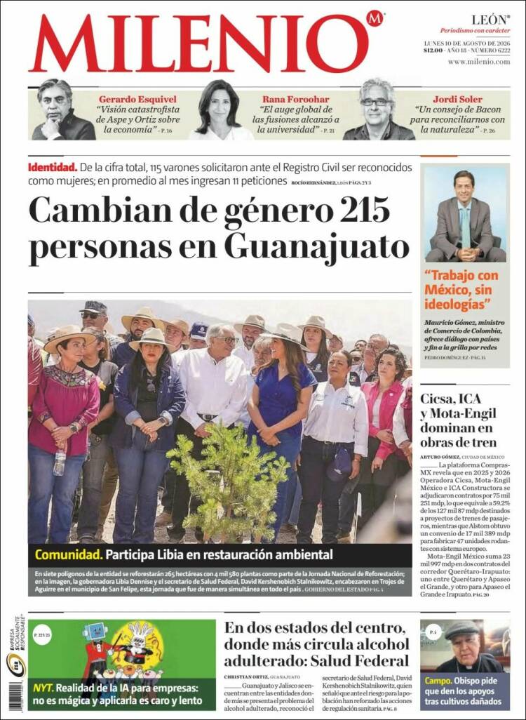 Portada de Milenio de León (M&eacute;xico)