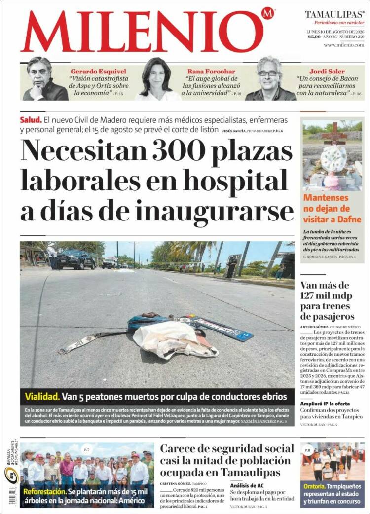 Portada de Milenio - Tamaulipas (M&eacute;xico)