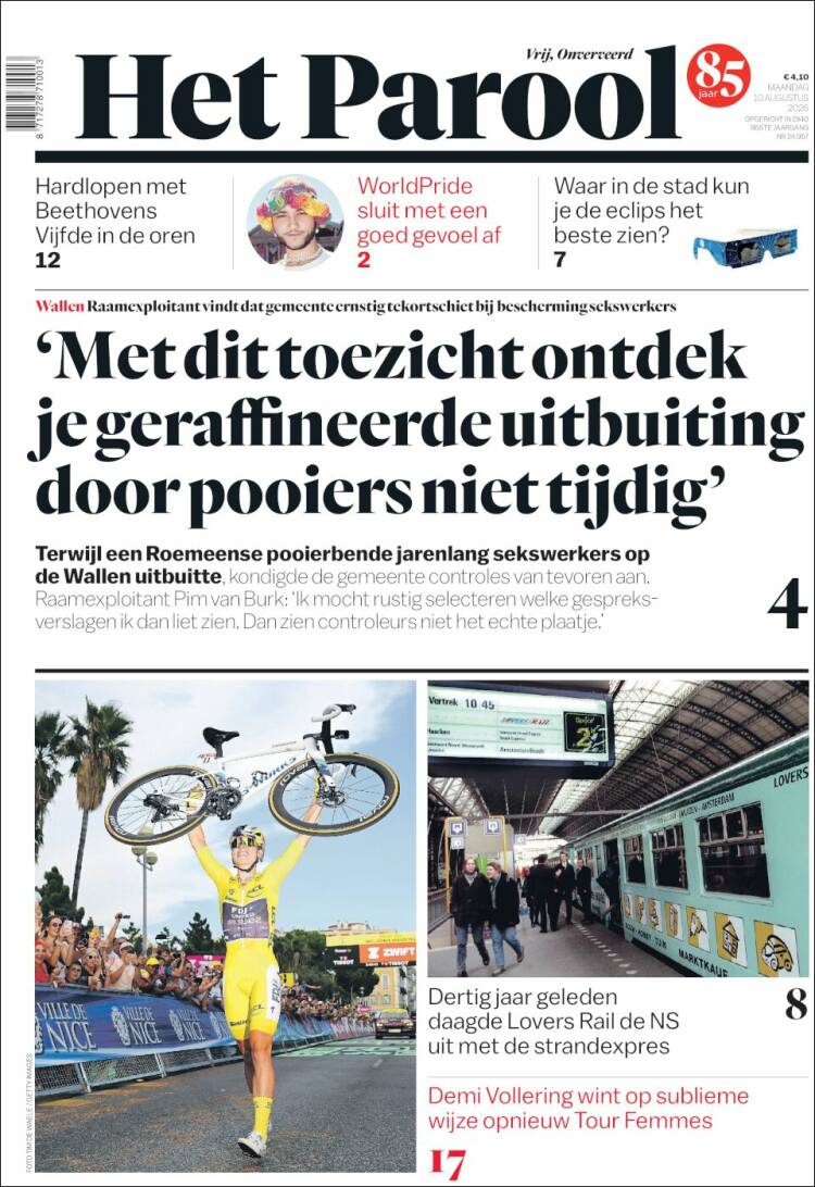 Portada de Het Parool (Pa&iacute;ses Bajos)