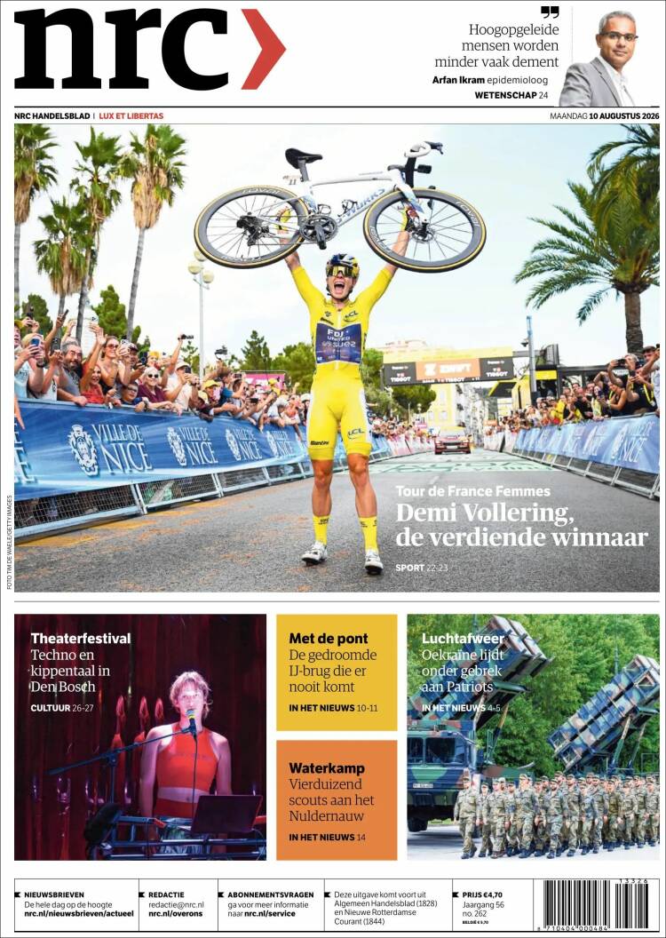 Portada de NRC Handelsblad (Pa&iacute;ses Bajos)