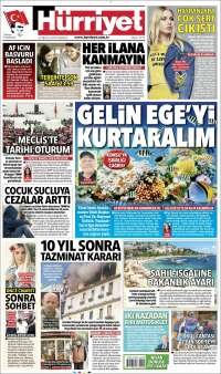 Portada de Hürriyet (Turqu&iacute;a)