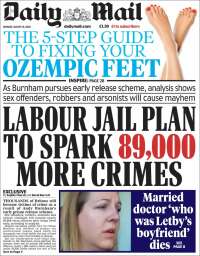 Portada de Daily Mail (Reino Unido)