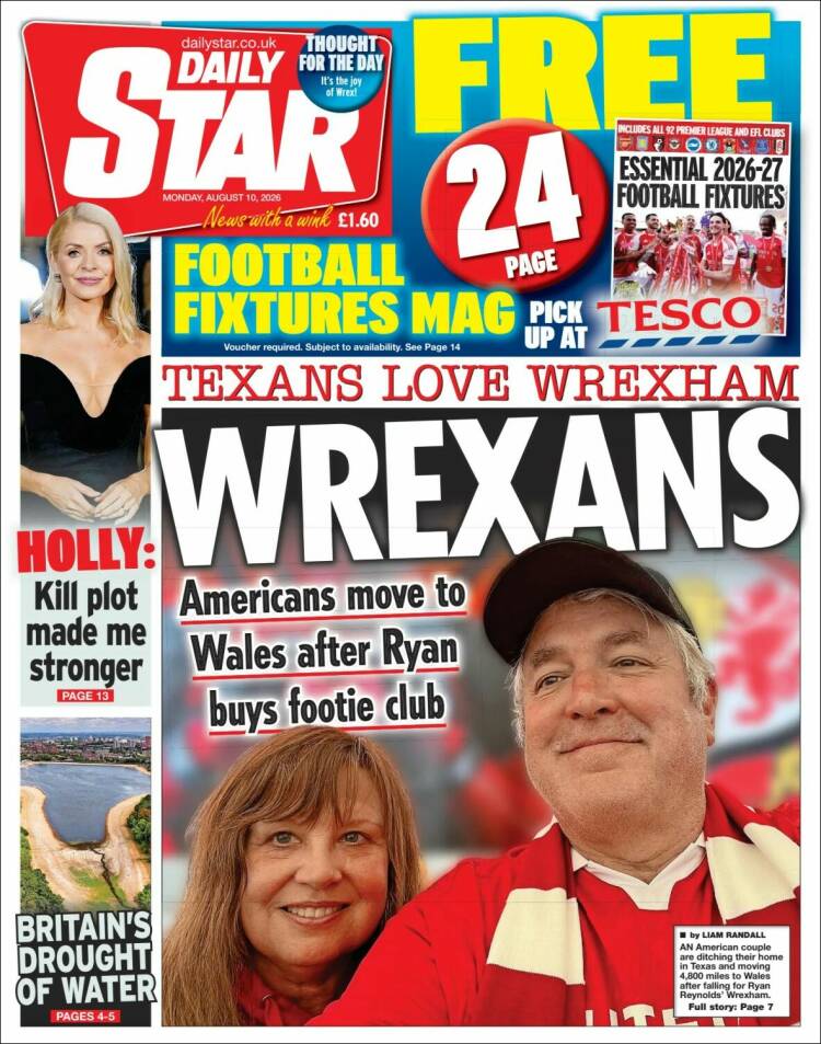 Portada de Daily Star (Reino Unido)