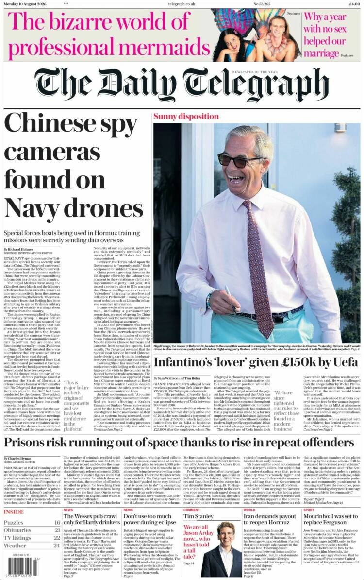 Portada de Daily Telegraph (Reino Unido)