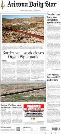Portada de Arizona Daily Star (USA)