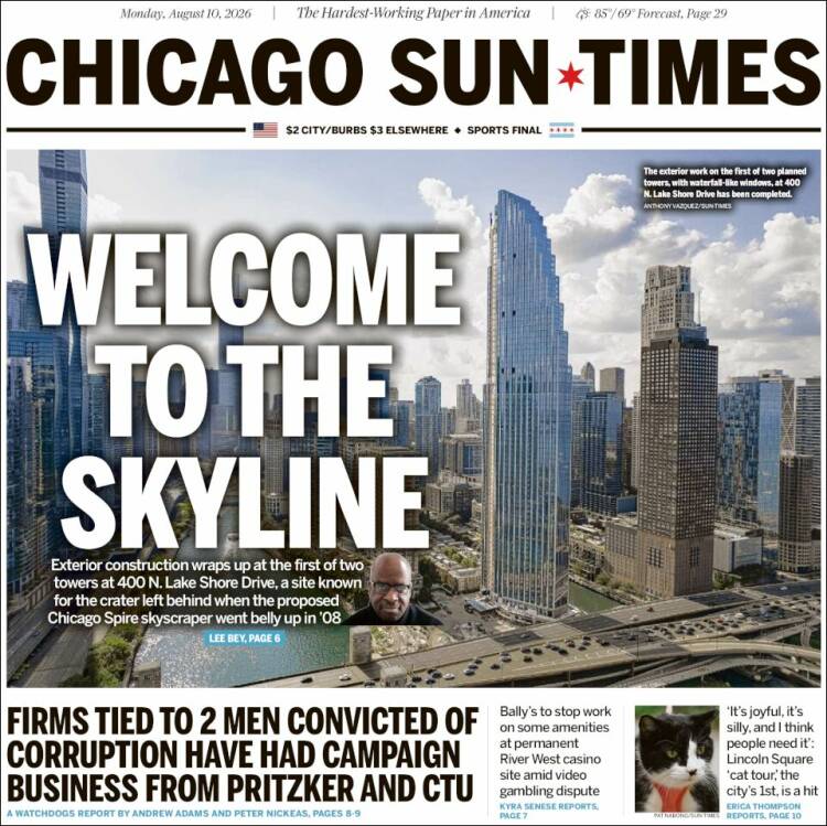 Portada de Chicago Sun-Times (USA)
