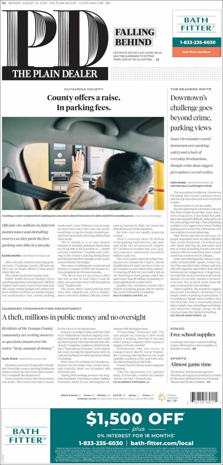 Portada de The Plain Dealer (USA)
