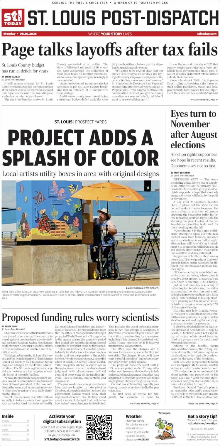 Portada de St. Louis Post-Dispatch (USA)