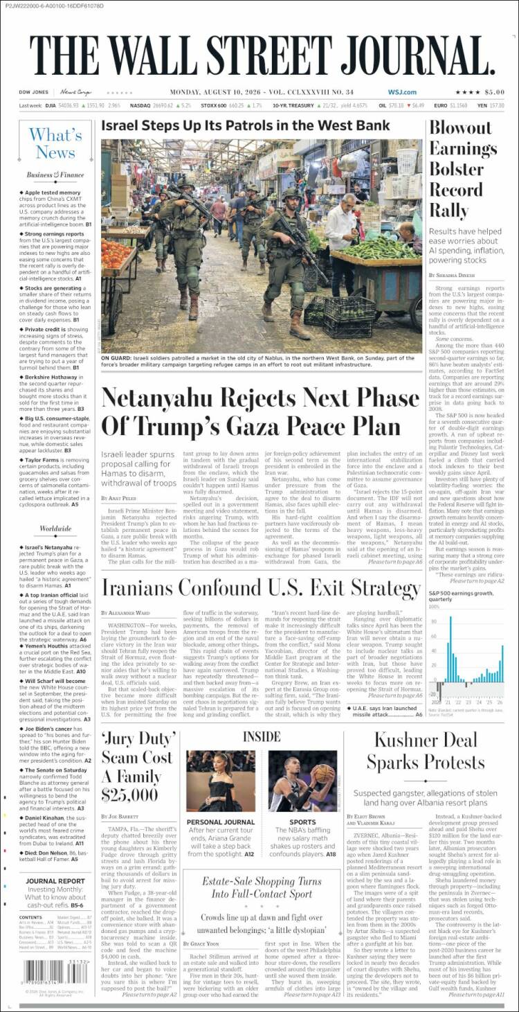 Portada de Wall Street Journal (USA)