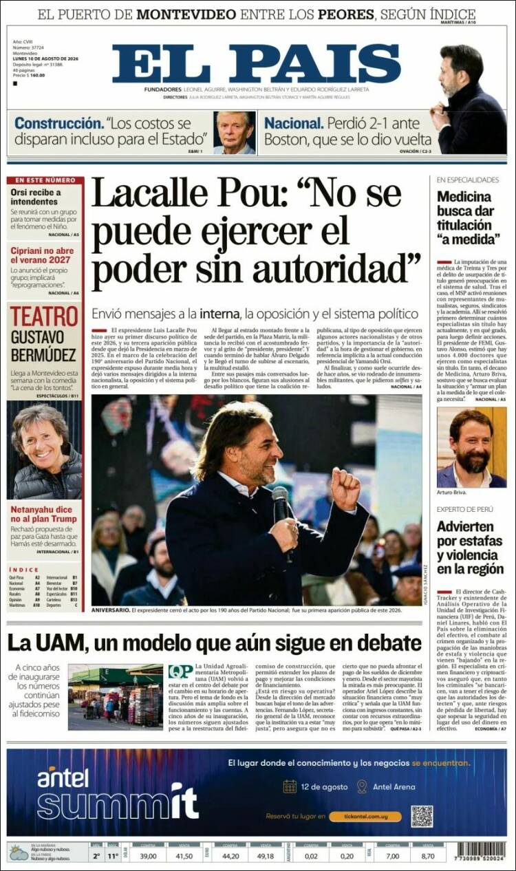 Portada de El País (Uruguay)