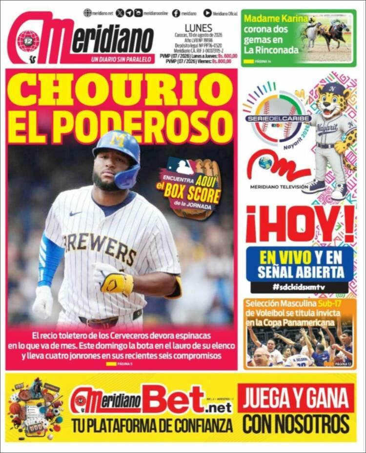 Portada de Meridiano (Venezuela)