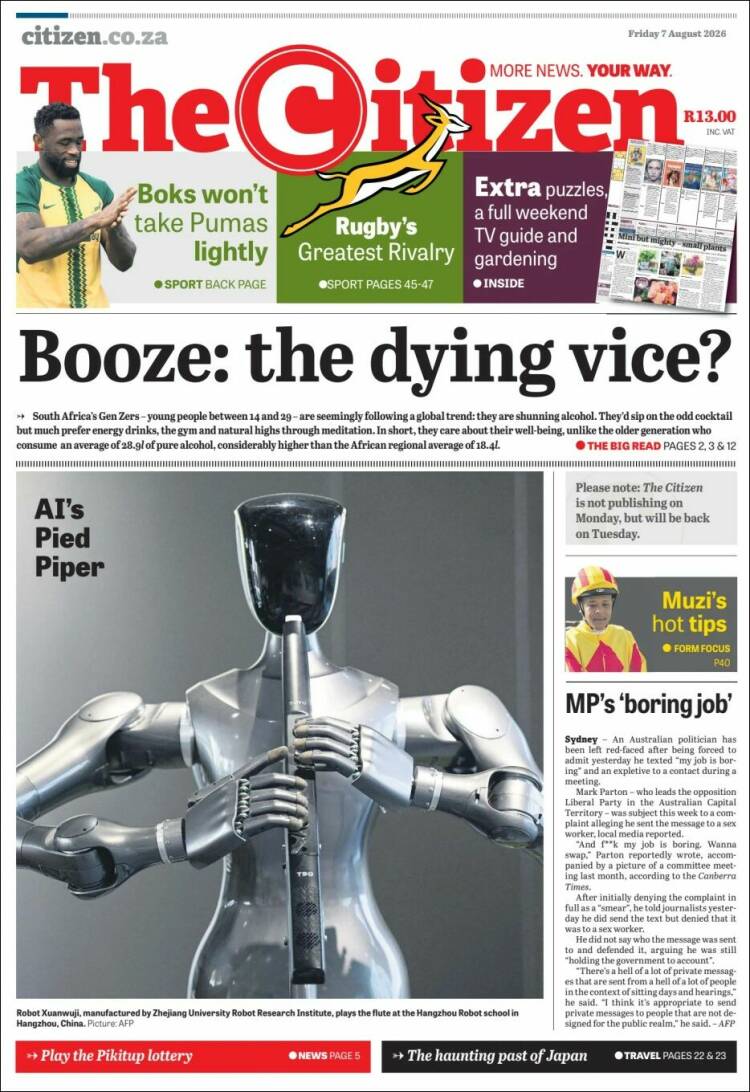 Portada de The Citizen (Sud&aacute;frica)