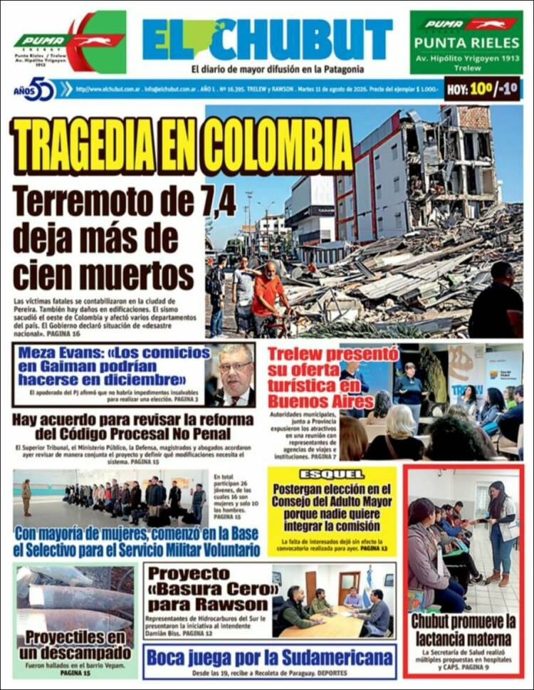 Portada de El Chubut (Argentina)