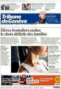 Portada de La Tribune de Genève (Suiza)