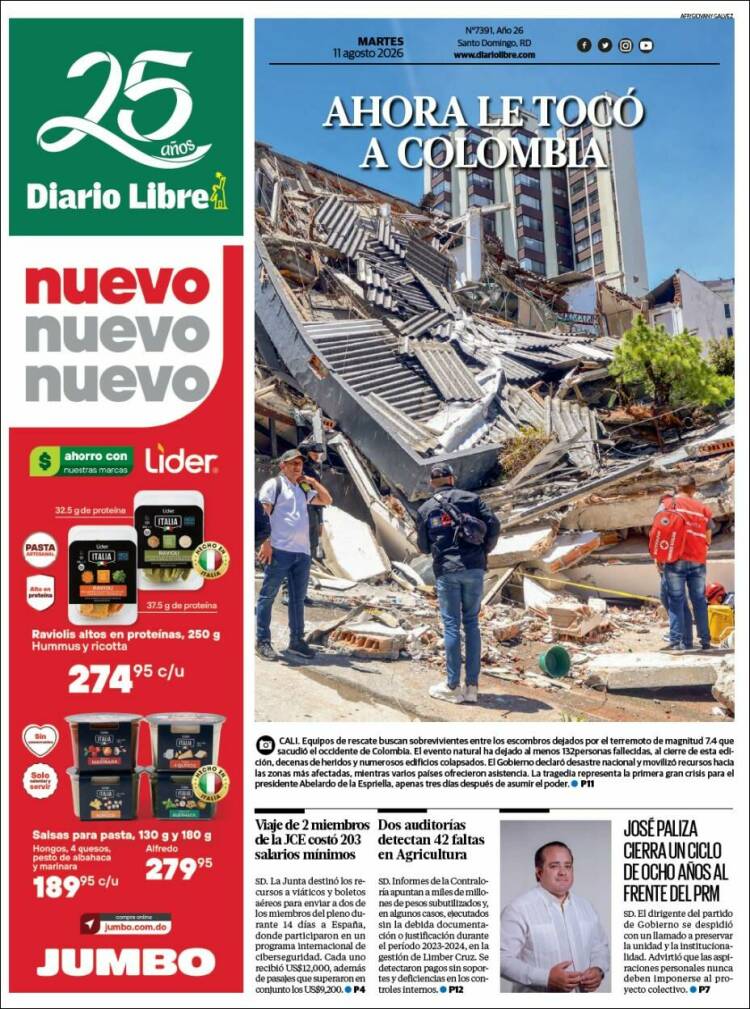 Portada de Diario Libre (R. Dominicana)