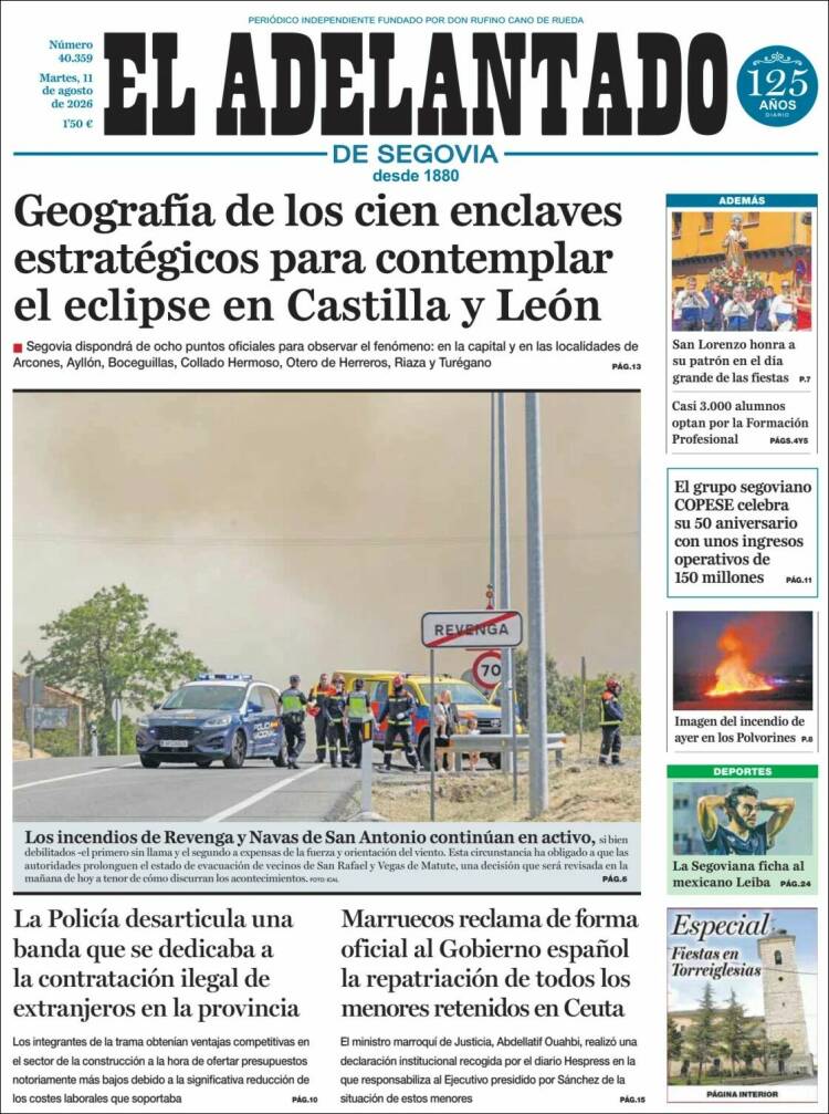 Portada de El Adelantado de Segovia (Espa&ntilde;a)