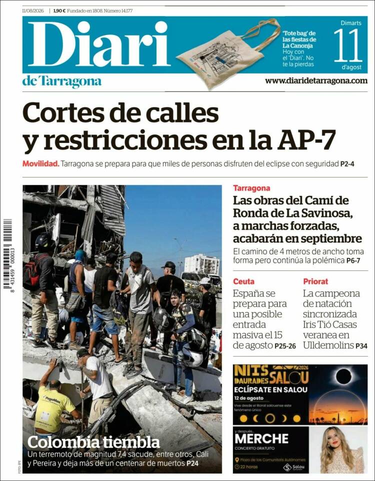 Portada de Diari de Tarragona (Espa&ntilde;a)