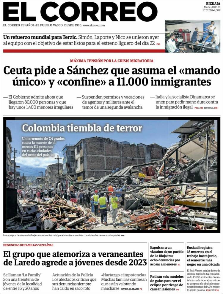 Portada de El Correo (Espa&ntilde;a)