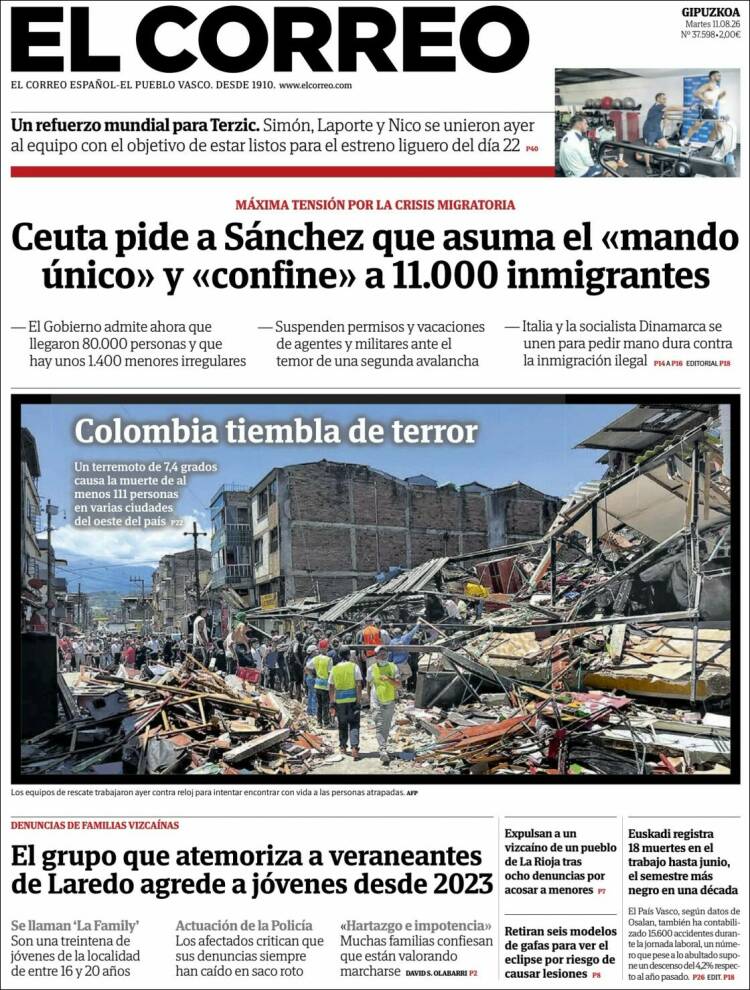 Portada de El Correo - Guipuzcoa (Espa&ntilde;a)
