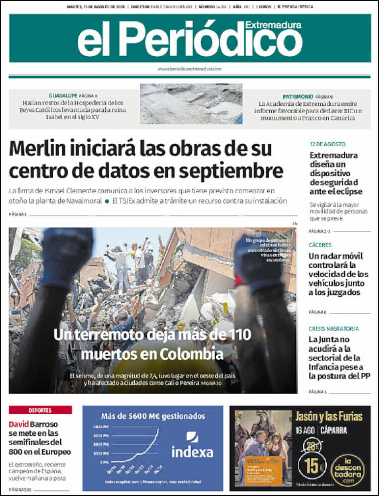 Portada de El Periódico de Extremadura (Espa&ntilde;a)
