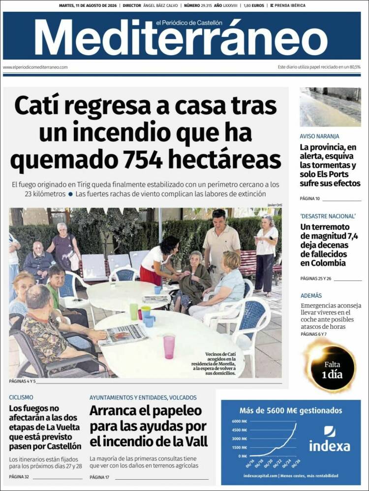 Portada de El Periódico Mediterraneo (Espa&ntilde;a)