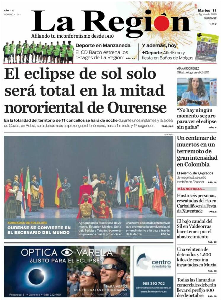Portada de La Región de Ourense (Espa&ntilde;a)