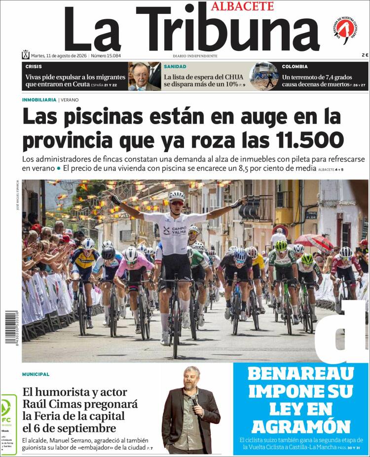 Portada de La Tribuna de Albacete (Espa&ntilde;a)