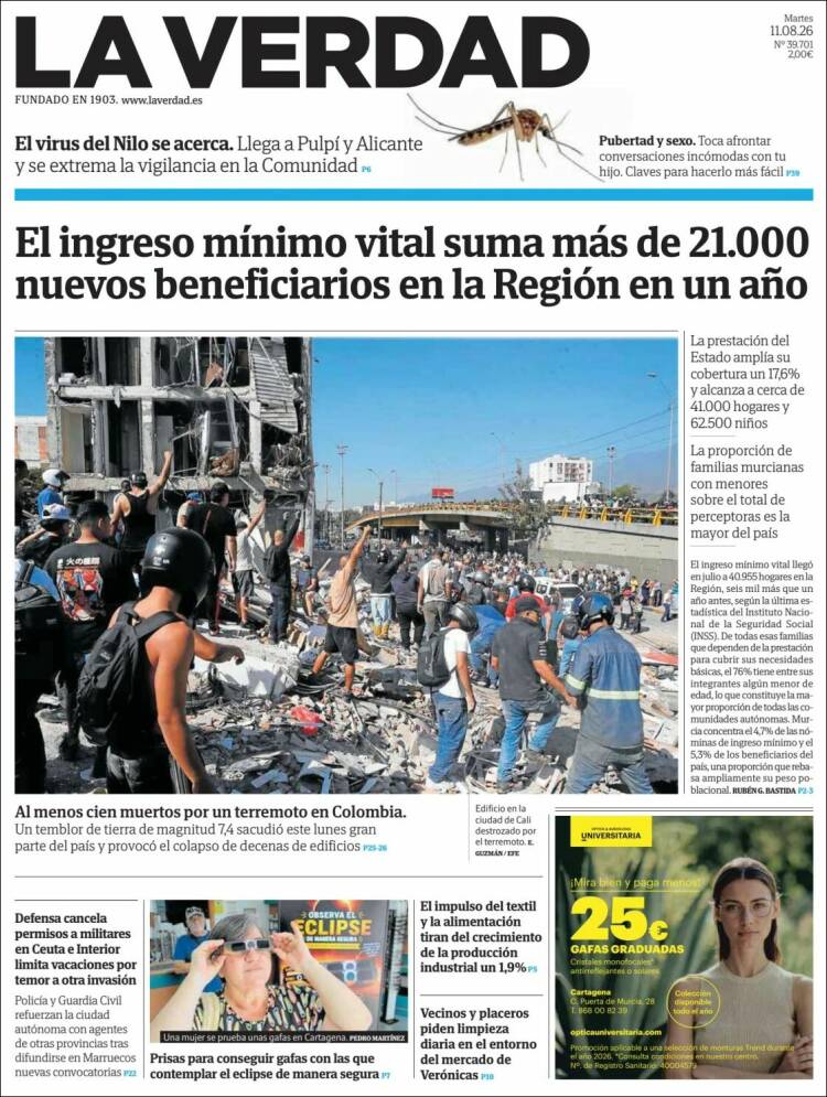 Portada de La Verdad de Murcia (Espa&ntilde;a)