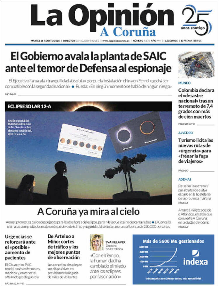 Portada de La Opinión de A Coruña (Espa&ntilde;a)
