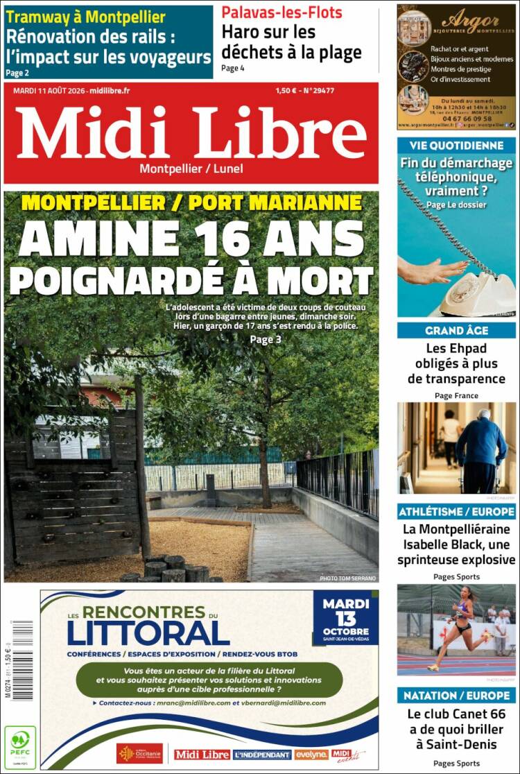 Portada de Midi Libre (Francia)