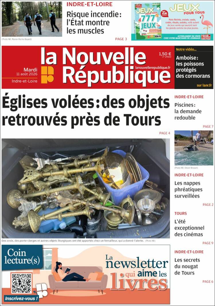 Portada de La Nouvelle Republique (Francia)