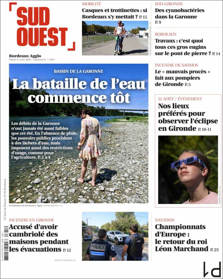Portada de Sud Ouest (Francia)