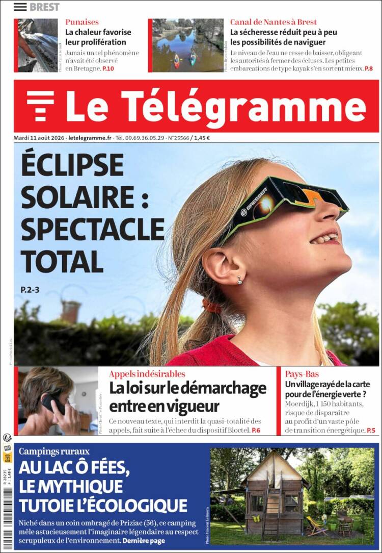 Portada de Télégramme (Francia)