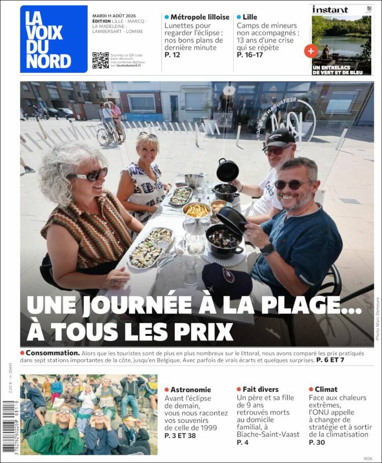 Portada de La Voix du Nord (Francia)