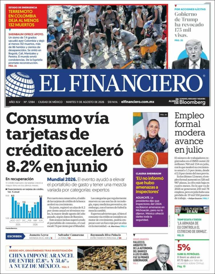 Portada de El Financiero (M&eacute;xico)