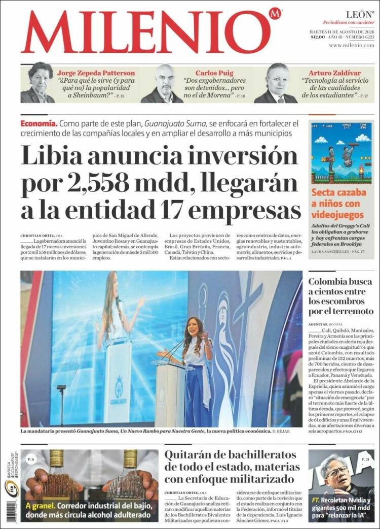 Portada de Milenio de León (M&eacute;xico)