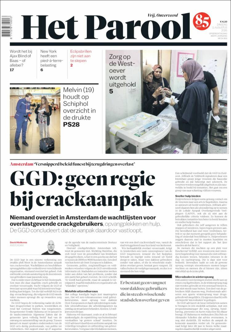 Portada de Het Parool (Pa&iacute;ses Bajos)