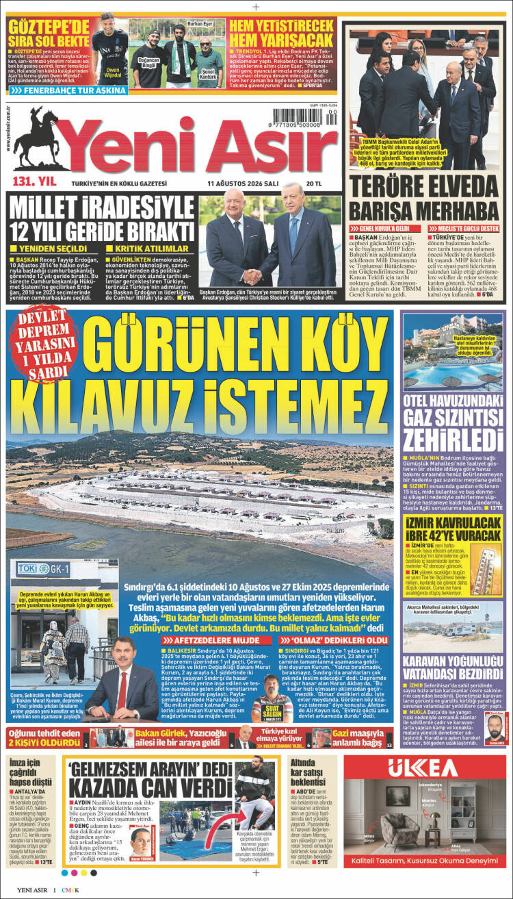Portada de Yeni Asır (Turqu&iacute;a)