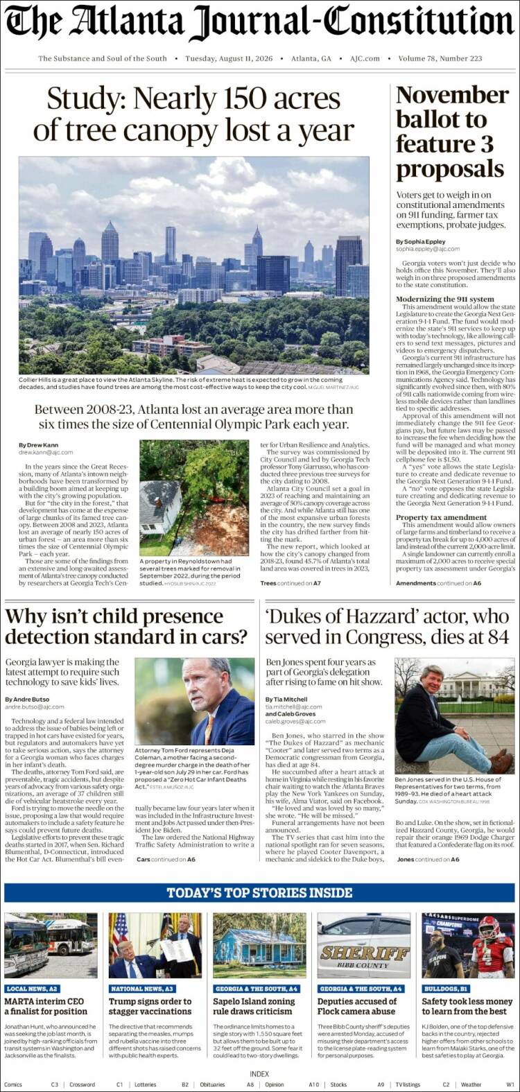 Portada de The Atlanta Journal-Constitution (USA)
