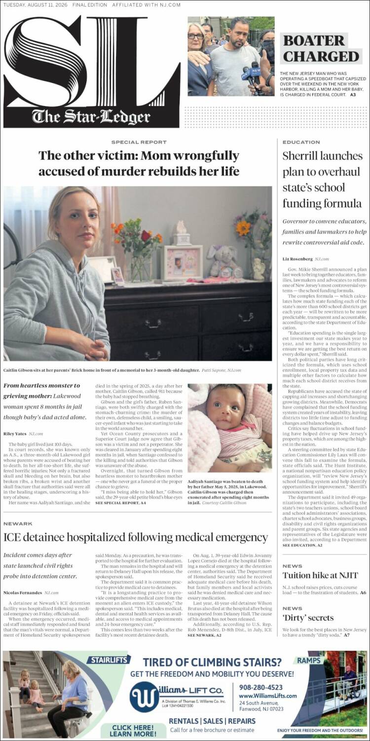 Portada de Star-Ledger (USA)