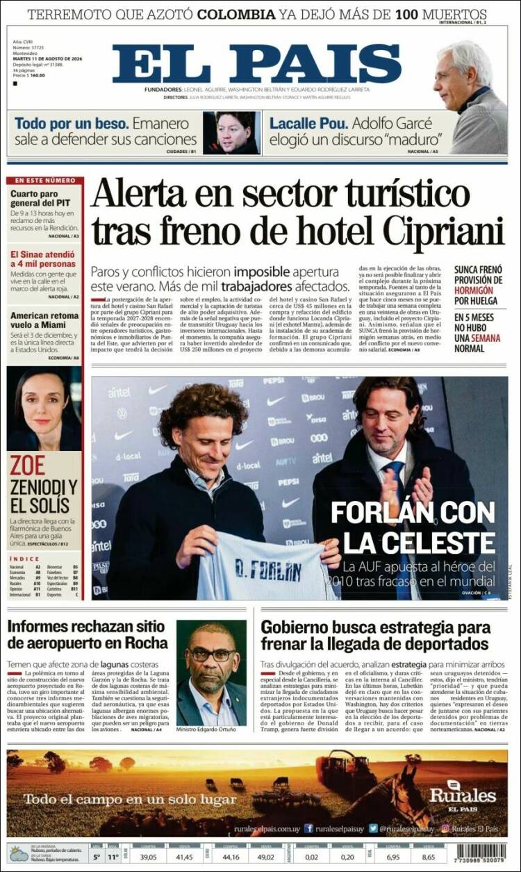 Portada de El País (Uruguay)