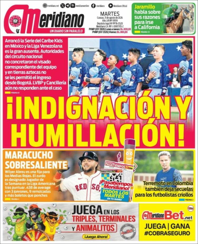 Portada de Meridiano (Venezuela)