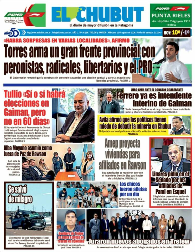 Portada de El Chubut (Argentina)